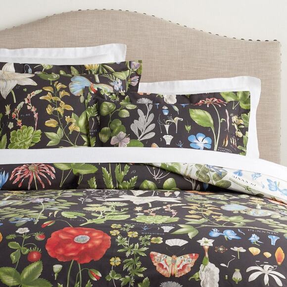 Pottery Barn Poppy Reversible Percale Duvet Cover Full / Queen Floral Butterfly - Picture 1 of 6